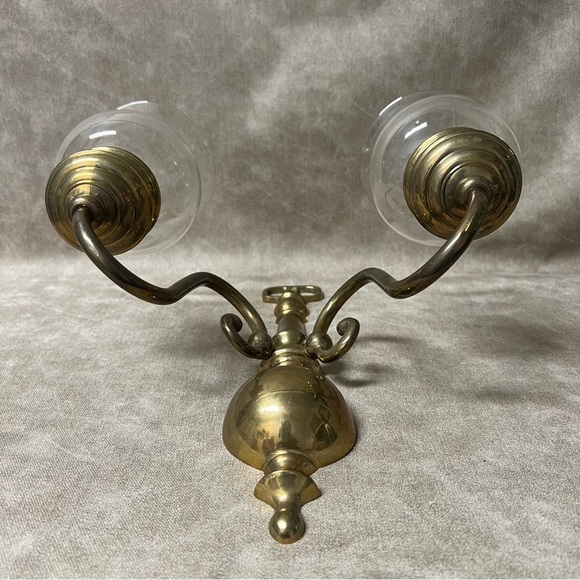 Vintage Solid Brass Mounted Sconce Double Candle Holders - Picture 4 of 7